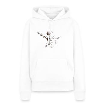 Silhouette bras écartés - Sweat à capuche Premium bio Femme - blanc - Devant - Julia (174cm)