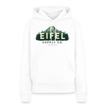 Eifel Supply Co. | Design extérieur vintage - Sweat à capuche Premium bio Femme - blanc - Devant - Julia (174cm)