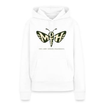 MOTH – La lumière semblait raisonnable - Sweat à capuche Premium bio Femme - blanc - Devant - Julia (174cm)