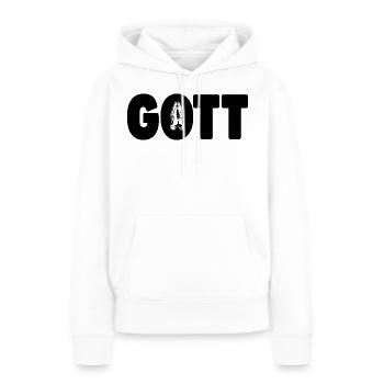Dieu - Prière - Mains en prière - Sweat à capuche Premium bio Femme - blanc - Devant - Julia (174cm)