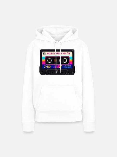 Retro Kassette Pixel Kunst - Frauen Premium Bio Hoodie - Weiß