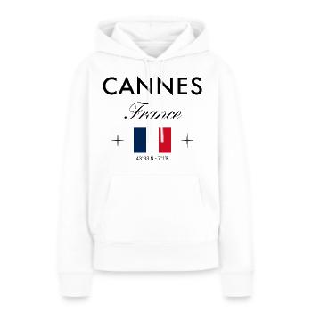 Cannes France coordonne un souvenir de voyage - Sweat à capuche Premium bio Femme - blanc - Devant - Julia (174cm)