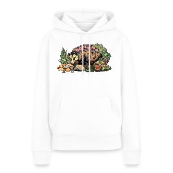 Maman opossum avec sa progéniture - Sweat à capuche Premium bio Femme - blanc - Devant - Julia (174cm)