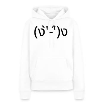 Fight me (ง'̀-'́)ง émotique de combat - Sweat à capuche Premium bio Femme - blanc - Devant - Julia (174cm)