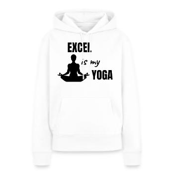 Excel est mon yoga - Cadeau drôle de bureau - Sweat à capuche Premium bio Femme - blanc - Devant - Julia (174cm)