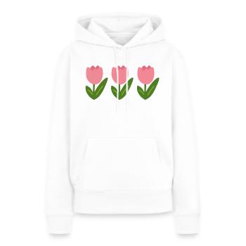 Trois tulipes roses dans un style minimaliste - Sweat à capuche Premium bio Femme - blanc - Devant - Julia (174cm)