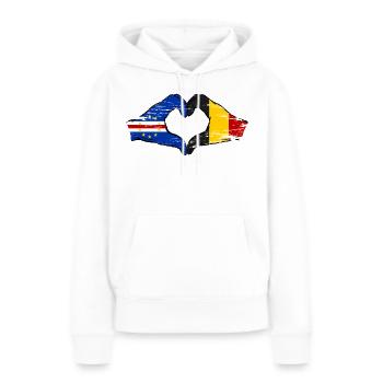 Mains du drapeau belge du Cap-Vert en forme de cœur utilisées - Sweat à capuche Premium bio Femme - blanc - Devant - Julia (174cm)