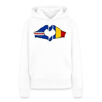 Drapeau du Cap-Vert Roumanie Mains en forme de cœur - Sweat à capuche Premium bio Femme - blanc - Devant - Julia (174cm)
