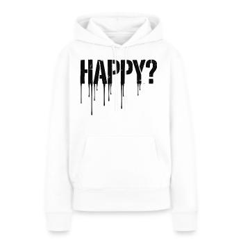 Happy Drip - Heureux ? - Sweat à capuche Premium bio Femme - blanc - Devant - Julia (174cm)