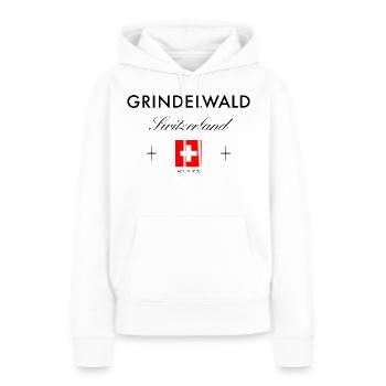 Grindelwald, Suisse, Coordonnées Souvenir de voyage - Sweat à capuche Premium bio Femme - blanc - Devant - Julia (174cm)
