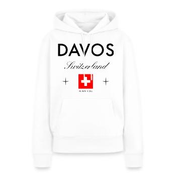 Souvenir de voyage des coordonnées de Davos en Suisse - Sweat à capuche Premium bio Femme - blanc - Devant - Julia (174cm)