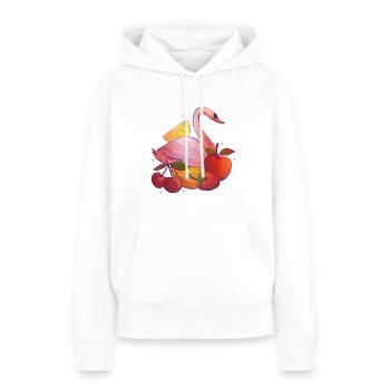 Cygne aux fruits et agrumes - Sweat à capuche Premium bio Femme - blanc - Devant - Julia (174cm)