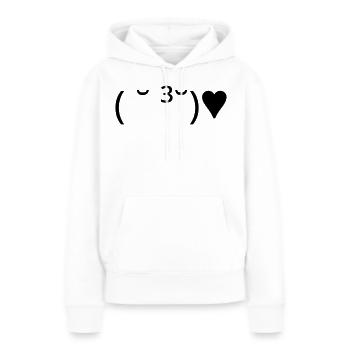 Émote de baiser ( ̆ ³ ̆) ♥ Cœur Kaomoji - Sweat à capuche Premium bio Femme - blanc - Devant - Julia (174cm)
