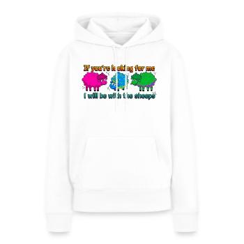 Avec les moutons - Sweat à capuche Premium bio Femme - blanc - Devant - Julia (174cm)
