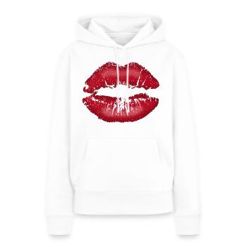Lèvres embrassables avec ombre rouge rouge à lèvres - Sweat à capuche Premium bio Femme - blanc - Devant - Julia (174cm)