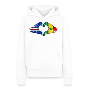 Mains du drapeau du Sénégal du Cap-Vert en forme de cœur utilisées - Sweat à capuche Premium bio Femme - blanc - Devant - Julia (174cm)