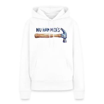 Marteau aquarelle - Le Marteau Nu - Sweat à capuche Premium bio Femme - blanc - Devant - Julia (174cm)