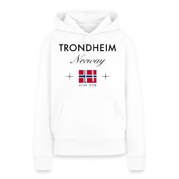 Coordonnées de Trondheim Souvenir de voyage - Sweat à capuche Premium bio Femme - blanc - Devant - Julia (174cm)