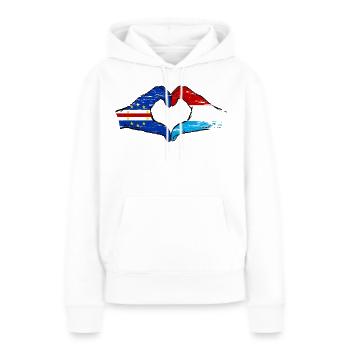 Mains du drapeau luxembourgeois du Cap-Vert utilisées - Sweat à capuche Premium bio Femme - blanc - Devant - Julia (174cm)