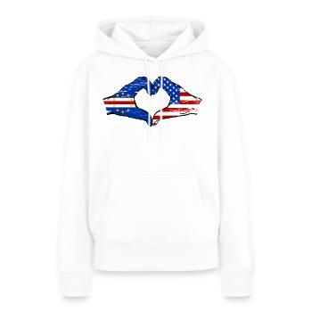 Kap Verde USA Flagge Hände Herzform used - Frauen Premium Bio Hoodie - Weiß - Vorne - Julia (174cm)