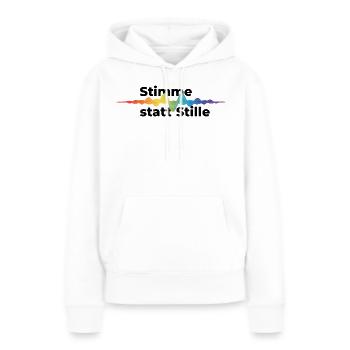 Stimme statt Stille Pride CSD Tonwelle Regenbogen - Frauen Premium Bio Hoodie - Weiß - Vorne - Julia (174cm)