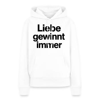 Liebe gewinnt immer Schriftzug Motiv CSD LGBTQ - Frauen Premium Bio Hoodie - Weiß - Vorne - Julia (174cm)