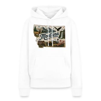 Montana Treasure State Vintage-Reiseaufkleber - Frauen Premium Bio Hoodie - Weiß - Vorne - Julia (174cm)