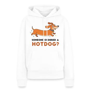 Hotdog? Verspielte Dackler-Illustration - Frauen Premium Bio Hoodie - Weiß - Vorne - Julia (174cm)