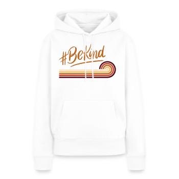 BeKind Retro Regenbogenstreifen - Frauen Premium Bio Hoodie - Weiß - Vorne - Julia (174cm)