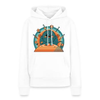 Lustiger Häkel-Garnliebhaber-Häkelkreis - Frauen Premium Bio Hoodie - Weiß - Vorne - Julia (174cm)
