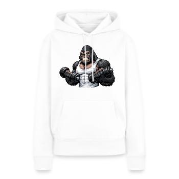Muskulöser Gorilla beim Bodybuilding - Frauen Premium Bio Hoodie - Weiß - Vorne - Julia (174cm)