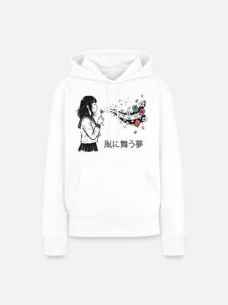 Mahjong Mädchen Japanisches Design - Frauen Premium Bio Hoodie - Weiß