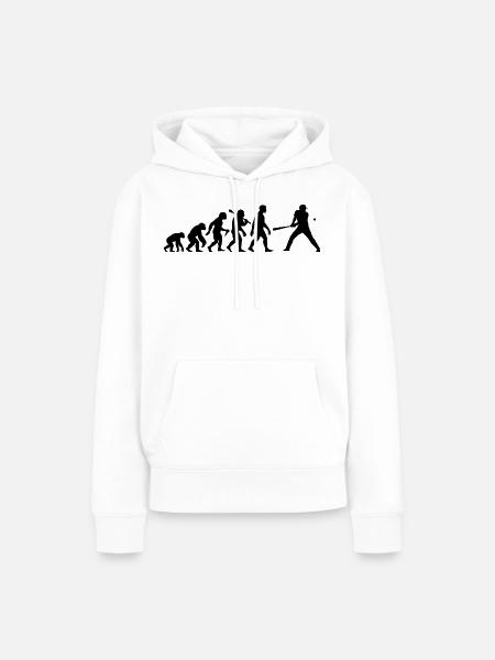 Baseball Evolution Schlagmann Baseballspieler - Frauen Premium Bio Hoodie - Weiß