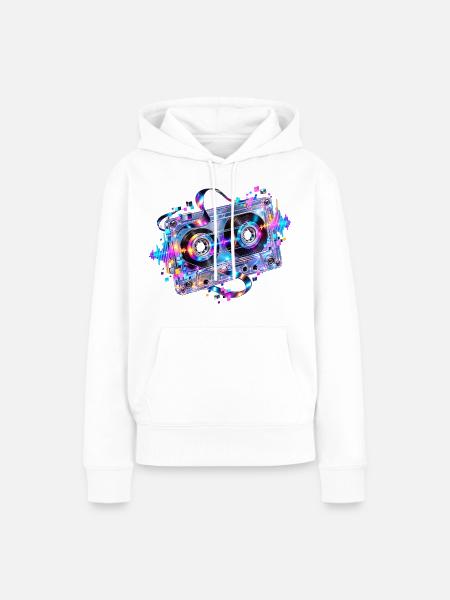 Neon Kassette - Frauen Premium Bio Hoodie - Weiß
