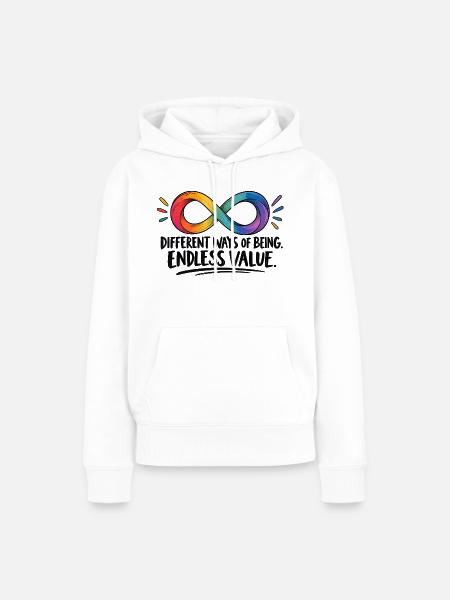 Different Ways of Being – Endless Value - Frauen Premium Bio Hoodie - Weiß