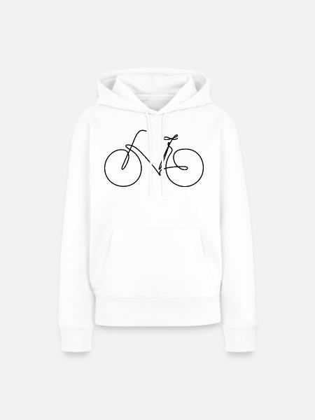Fahrrad | Eine Linie handgezeichnet - Geschenk - Frauen Premium Bio Hoodie - Weiß