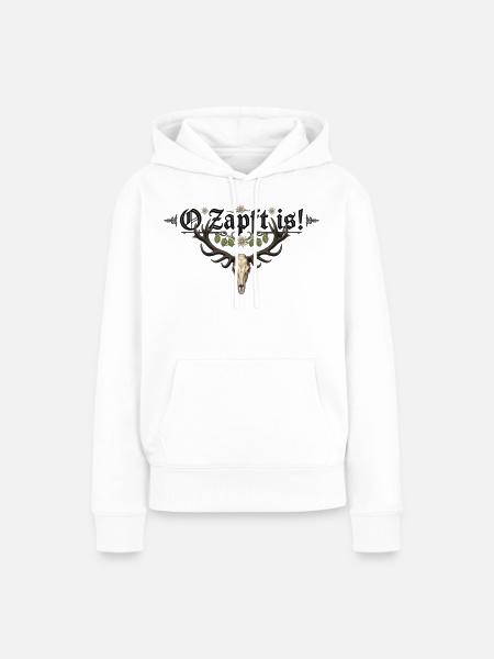 Trachten Hirschschädel mit Blütenkranz - Frauen Premium Bio Hoodie - Weiß