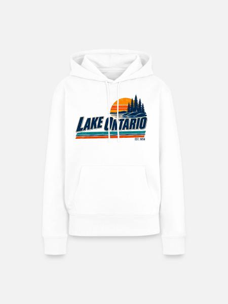 Lake Ontario EST 1656 Retro - Frauen Premium Bio Hoodie - Weiß