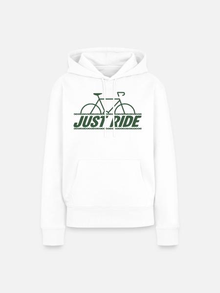 Just Ride – Radfahrgeist - Frauen Premium Bio Hoodie - Weiß