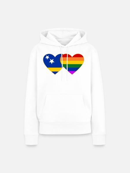 Curacao Regenbogen Flagge Herz - Frauen Premium Bio Hoodie - Weiß