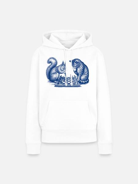 Eichhörnchen Katze Schach - Frauen Premium Bio Hoodie - Weiß