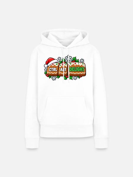 Ctrl Alt Delight Weihnachtsdesign - Frauen Premium Bio Hoodie - Weiß