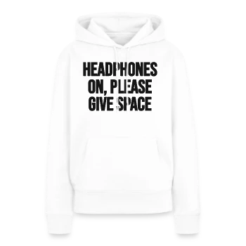 Headphones on, please give me space – Front, front, white