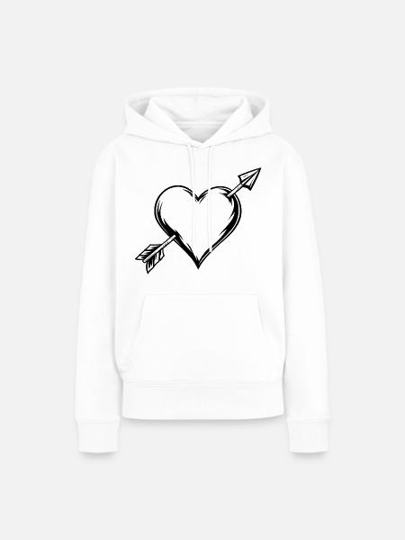 Herz mit Pfeil - Frauen Premium Bio Hoodie - Weiß