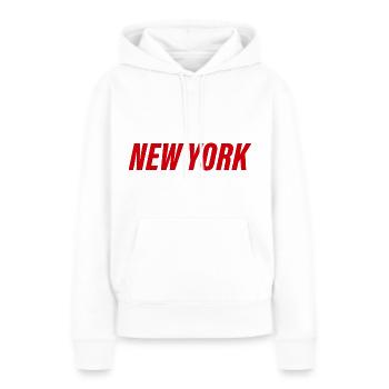 New York - Sweat à capuche Premium bio Femme - blanc - Devant - Julia (174cm)