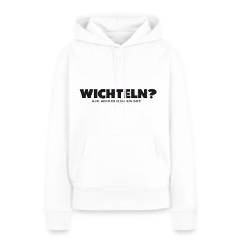 Wichteln nur mit Glühwein - Frauen Premium Bio Hoodie - Weiß - Vorne - Julia (174cm)