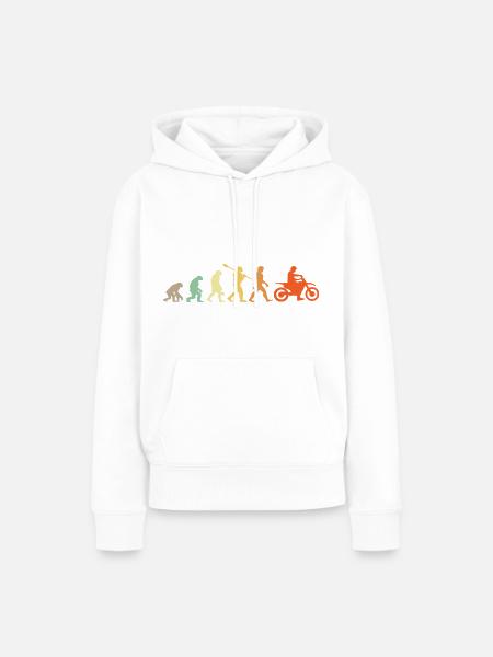 Evolution Motorradfahrer - Frauen Premium Bio Hoodie - Weiß