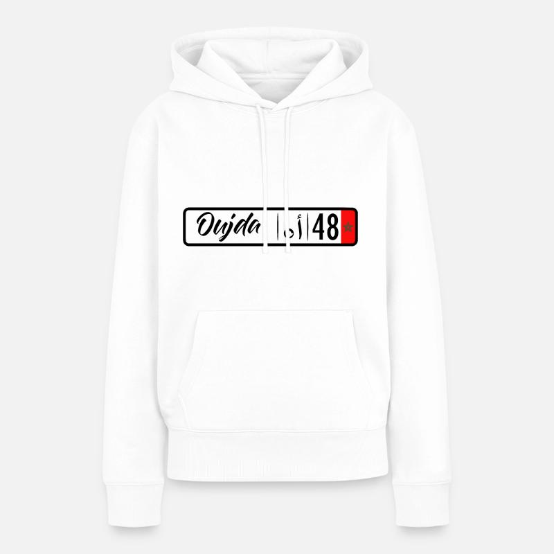 Plaque d'immatriculation Oujda 48 - Sweat à capuche Premium bio Femme - blanc