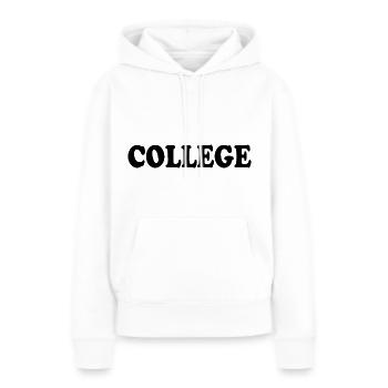 College - Sweat à capuche Premium bio Femme - blanc - Devant - Julia (174cm)