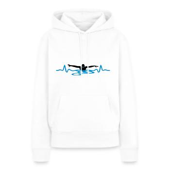 Schwimmer und Herzschag, schwimmen - Frauen Premium Bio Hoodie - Weiß - Vorne - Julia (174cm)